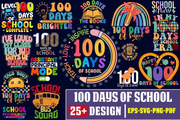 100 Days of School Bundle with Trendy Design: A Versatile Resource for Creators and Businesses