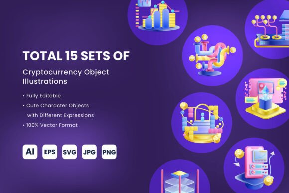 Cute Cryptocurrency Object Illustration: A Creative Approach to Digital Assets