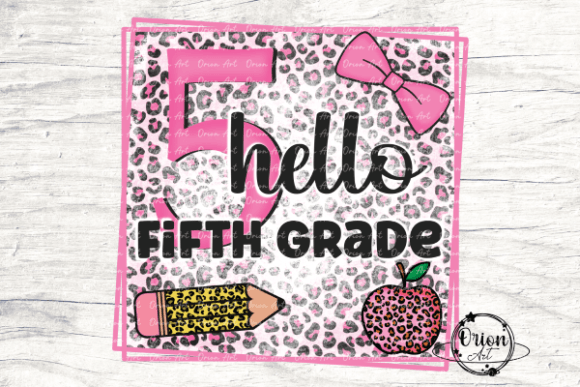 Hello Fifth Grade Pink Leopard PNG