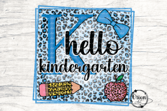 Hello Kindergarten Blue Leopard PNG