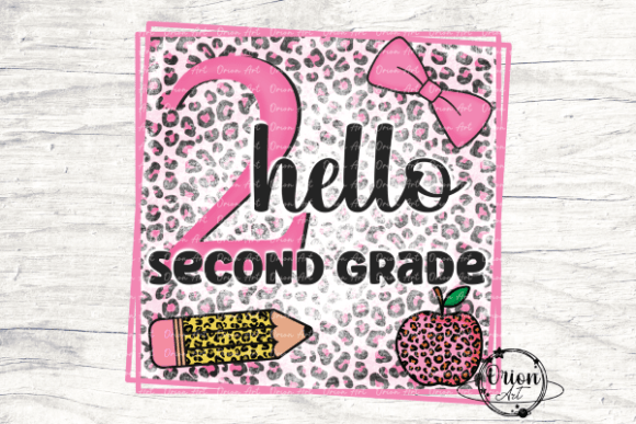 Hello Second Grade Pink Leopard PNG