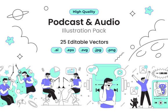 Podcast and Audio Object Illustration