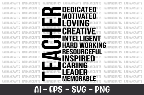 Teacher Dedicated Motivated Loving SVG for Creative Projects and More